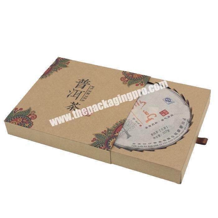 Brown kraft paper packing gift drawer box for tea packaging