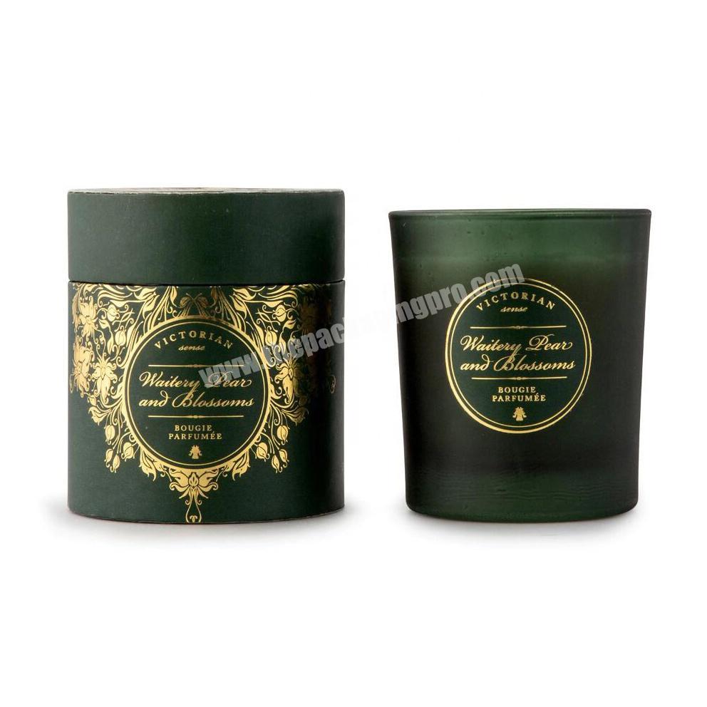 Candle jar paper packaging tube gift box with gold logo stamping rigid candle Box