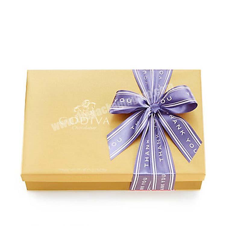Candy gift boxes with food chocolate rigid truffle packaging box  with ribbon