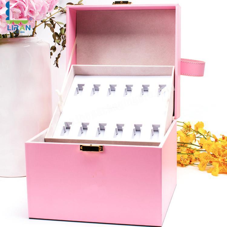 Cardboard Cosmetic Box Packaging With Vac Tray Insert Cube Gift Box With Metal Lock Luxury Gift Boxes For Cosmetic