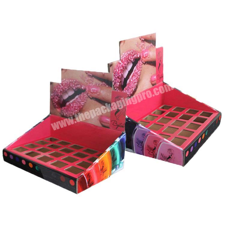 cardboard display shelves paper tray box cosmetic counter display rack