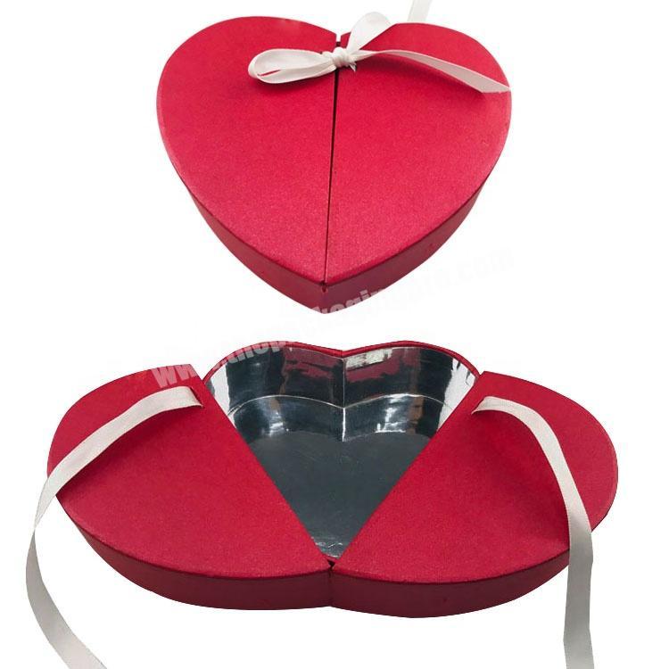 cardboard double heart gift box bigger heart surround smaller heart packaging box with ribbon