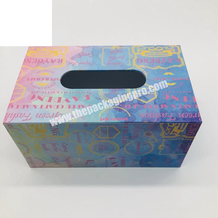 Cardboard facial tissue box holders fancy tissue paper box colorful tissue box