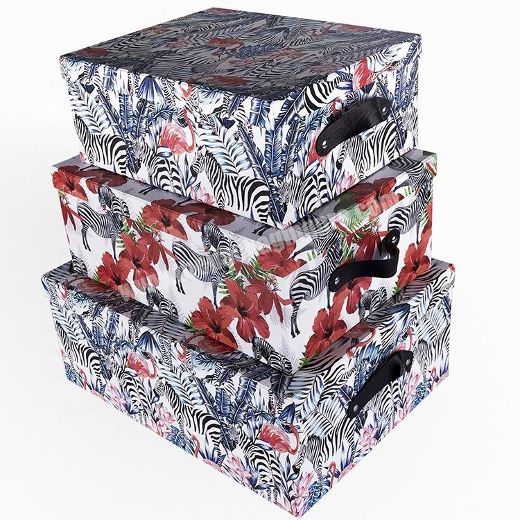 Cardboard Floral Gift Boxes Print Paper Box Storage Square Gift Boxes With Lids
