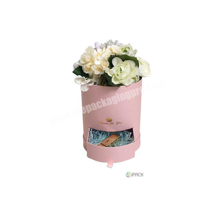 Cardboard floral round hat box, luxury round drawer flower packaging boxes