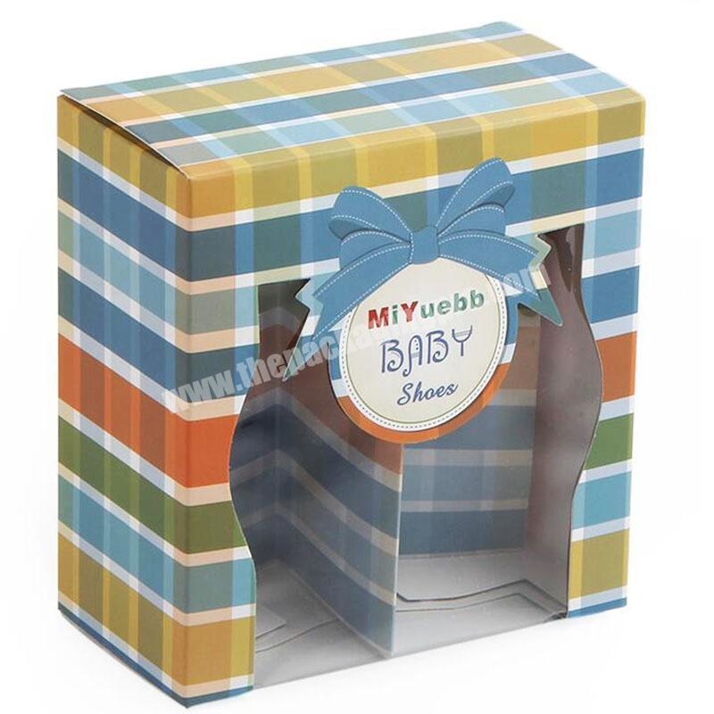 Cardboard Packaging Baby Shoes Boxes With Clear PVC Window