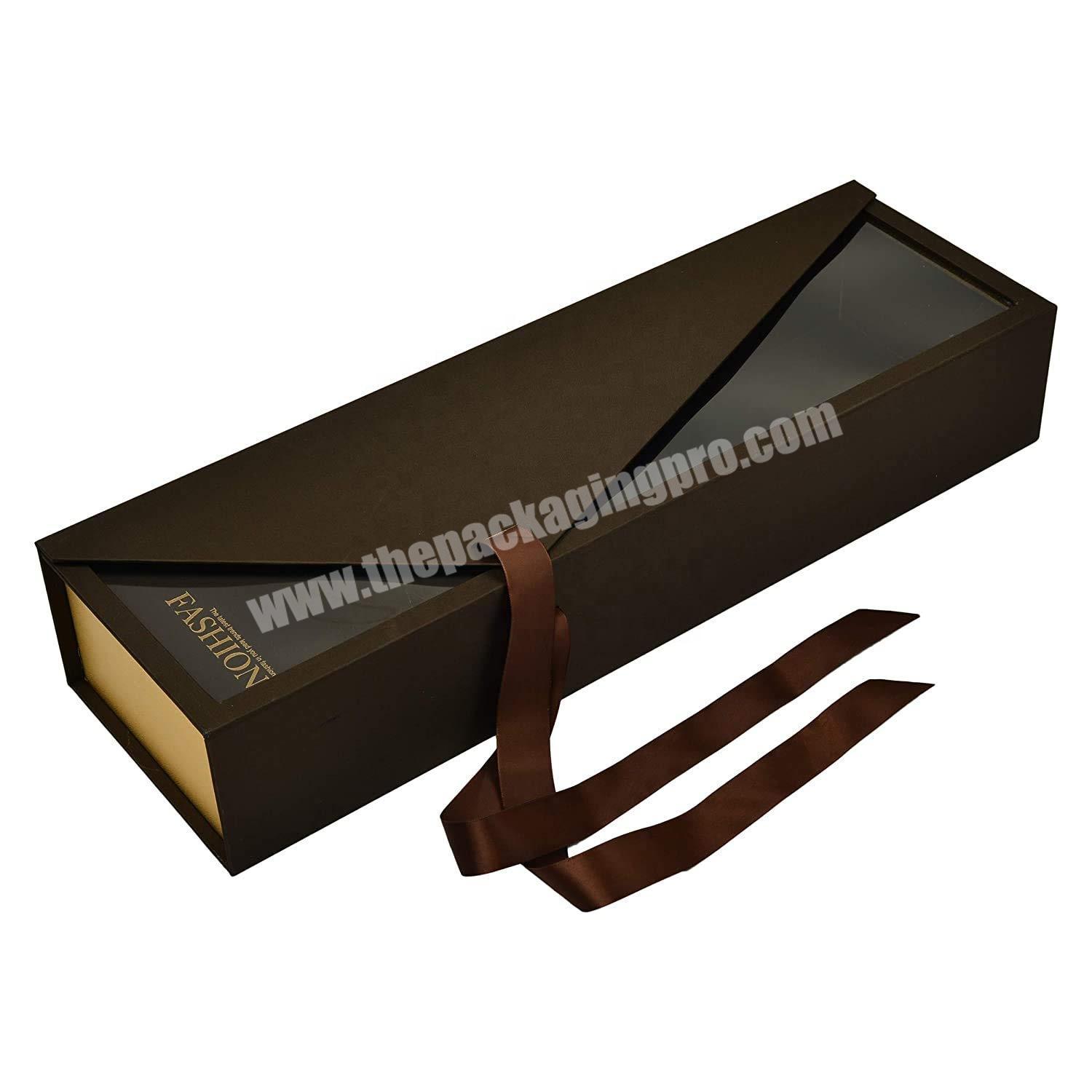 Cardboard Paper Clothes Chocolate Wine Candle Perfume Jewelry Watch Foldable Gift Packaging Box with Magnet Closure Ribbon