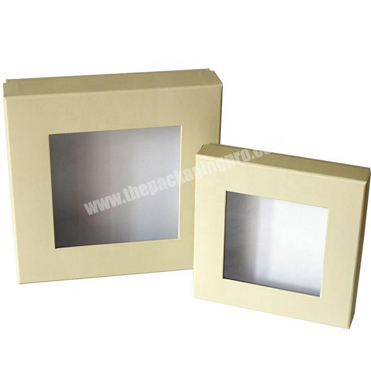 cardboard small medium large different size set greeting cards gift packaging boxes with clear PVC transparent window