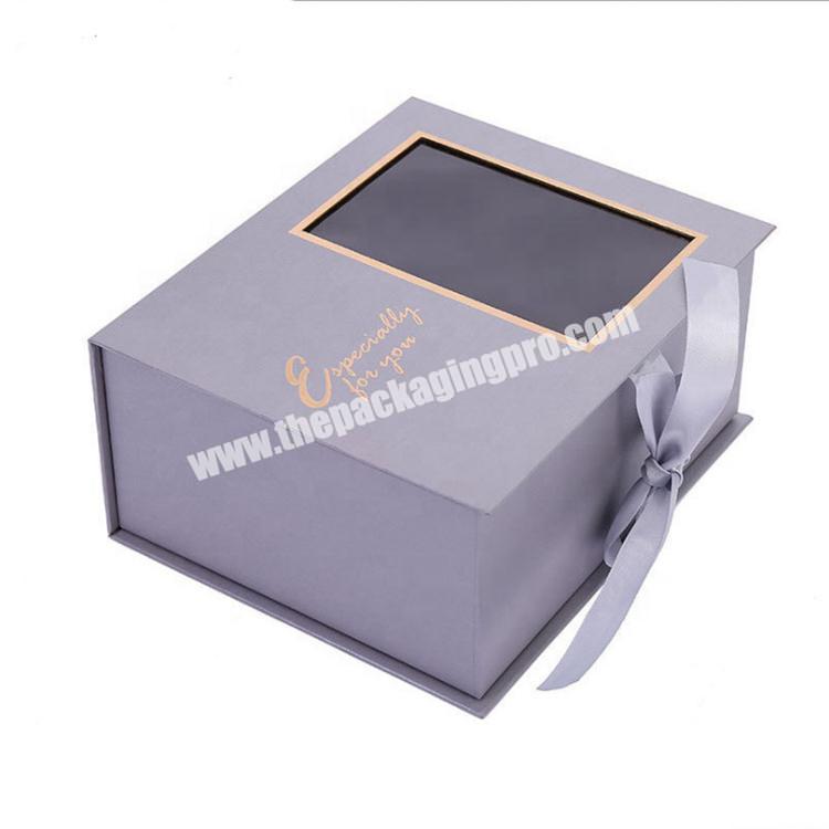 CarePack cheap wholesale premium bridesmaid gift box with pink ribbon closure with pvc window