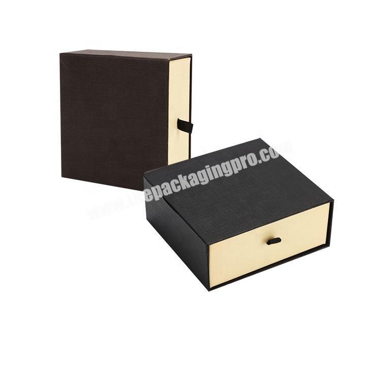CarePack Custom Logo Black Luxury Gift Drawer Box For Belt With Tie Box Sleeve Packaging