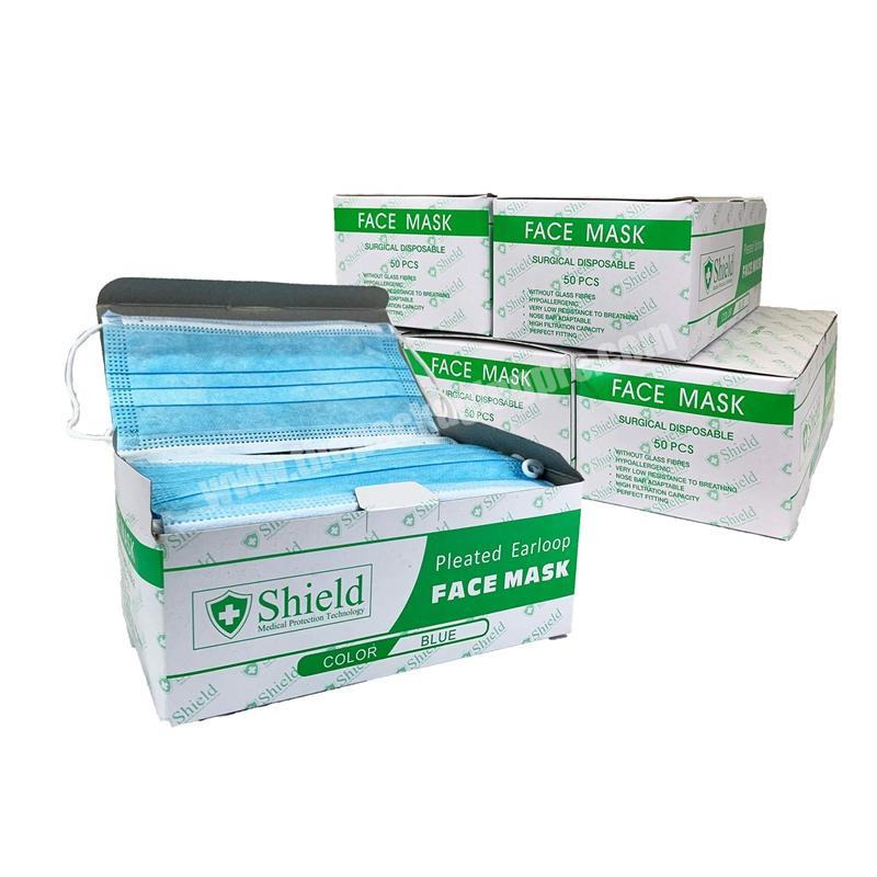 CarePack OEM Customize 3ply Disposable Paper Non woven Chirurgical Masque Surgical Face Mask Medicine Packaging Boxes