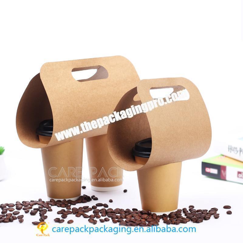 CarePack Portable Disposable Kraft Paper Carry Bag Biodegradable Disposable Paper Drink Juice Coffee Cup Carrier Holder