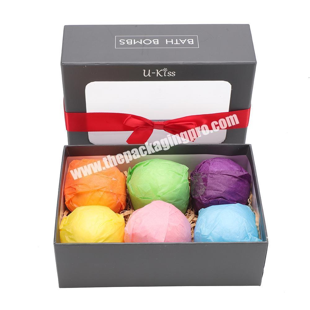 Carepack Wholesale Custom Recyclable Paper 6 ball Bath Bomb Gift Packaging Boxes with window