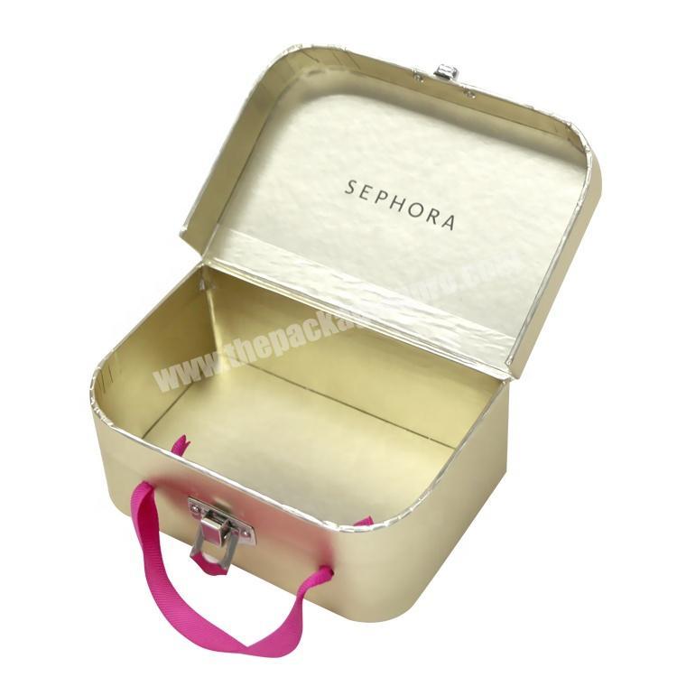 Carton cardboard cosmetic gift box Paper suitcase with handle