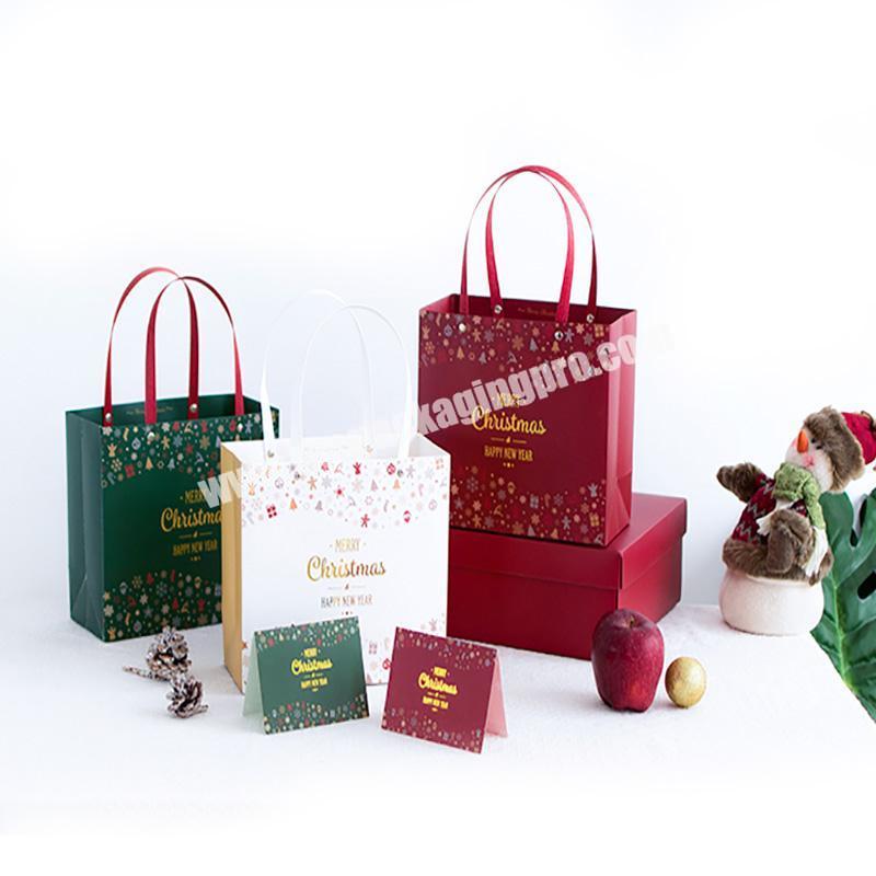 Cartoon Red Color Christmas Gift Biodegradable Print Custom Shopping Packaging bag