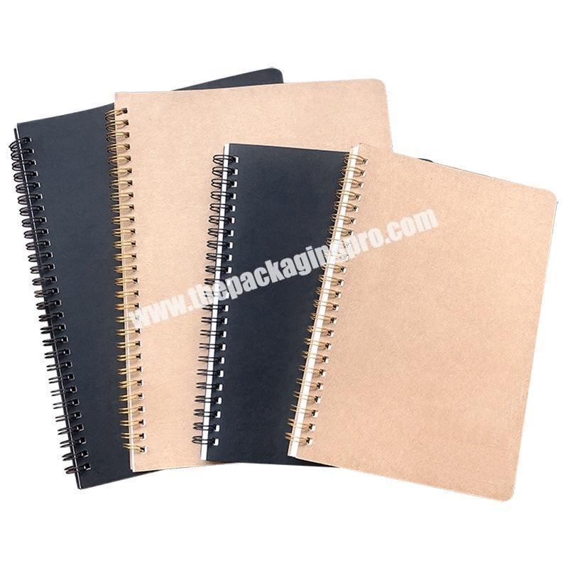 Cheap Bulk Black Brown Kraft Paper Cardboard Cover Journal Office School Business Diary Planner A4 A5 B5 Coil Spiral Notebook