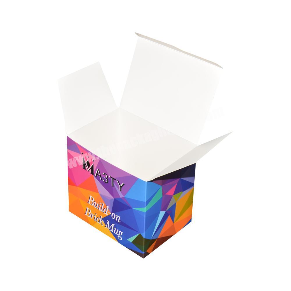 Cheap colorful cardboard truck top folding carton paper box for buid-on brick mug, empty cup packaging box
