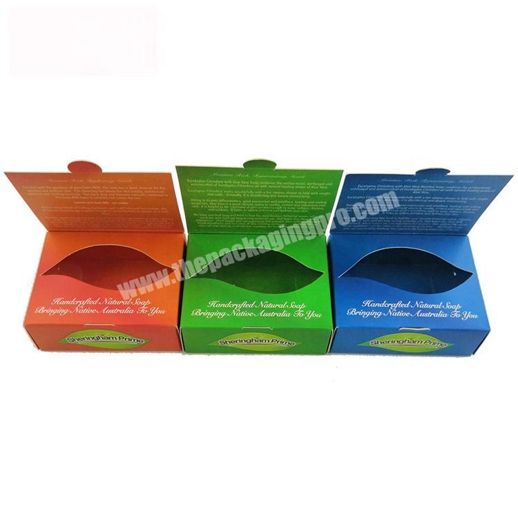 Cheap custom folding packaging soap paper gift box with clear pvc window