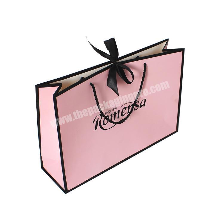 Cheap Hot Custom Pink Makeup Travel Cosmetic Kraft Paper Bag  Printed pink shopping paper bag for Clothing Color Woman Pink Bag