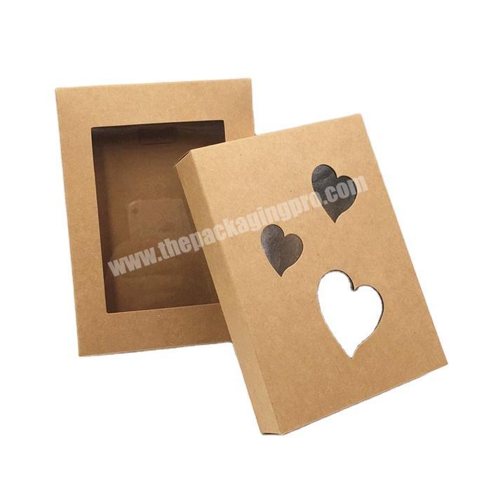 Cheap kraft box paper Gift box Packaging boxes with window counter top gift counter display heart box cake