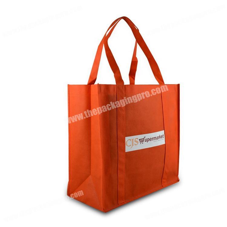 Cheap plain recycle orange tote non woven shopping bag for supermarket