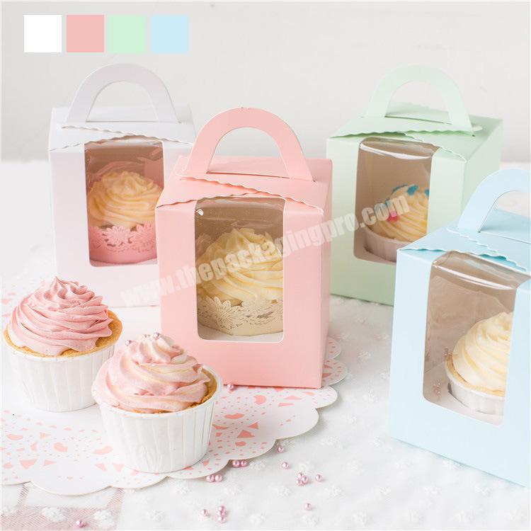 Cheap portable cupcake boxes one piece pack cupcake boxes single muffin mousse cake packaging cupcake boxes with window