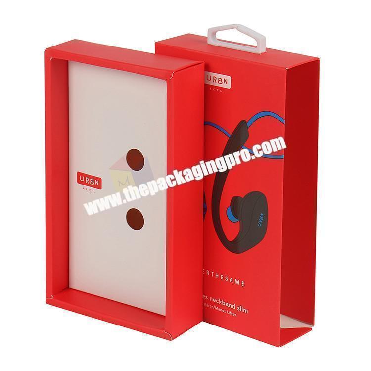 cheap retail headset box packaging paper with plastic hook