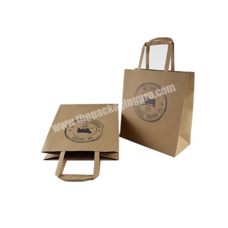 cheap with high quality  food recycled brown kraft paper bags with flat handle