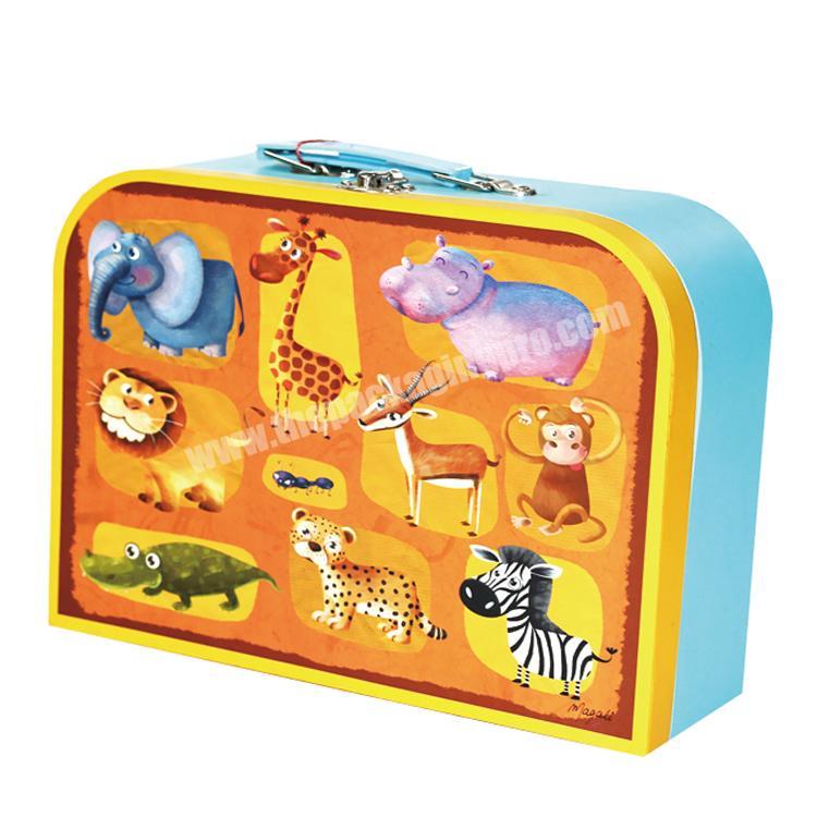 Children Paper Suitcase Wholesale Mini Cardboard Suitcase With Carton Printing And Soft handle