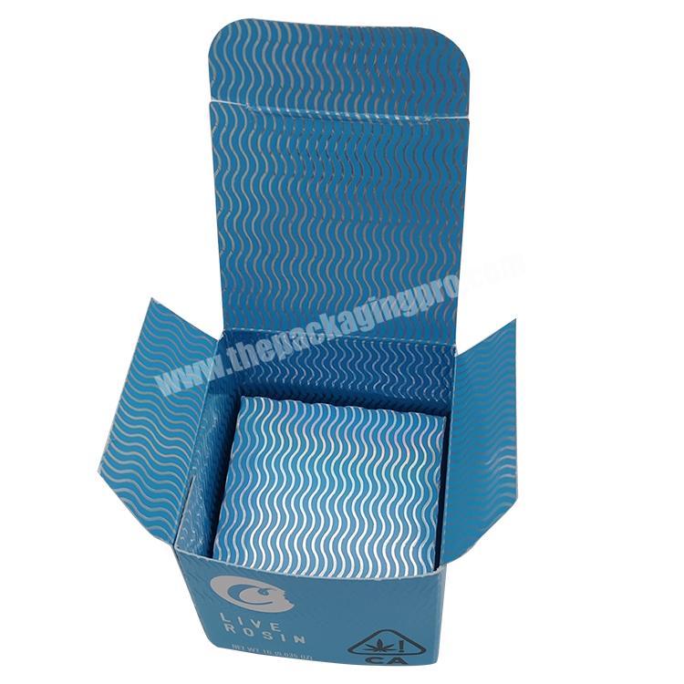 China Factory Blue color printing paper box with logo embossing and foil stamping C2S paper box