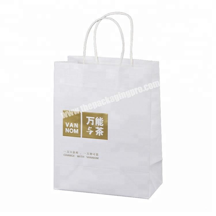 China Factory Cheap Handle Custom White Printed Brown Kraft Washable Plant Art Craft Paper Bag