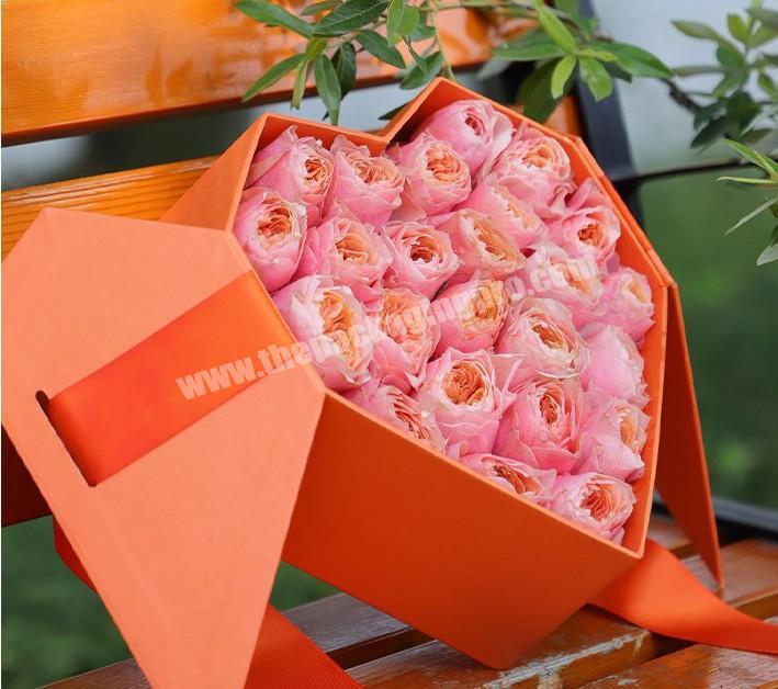 China Factory Wholesale Paper Flower Box Luxury Heart Shape Ribbon Gift Box Packaging For Lover