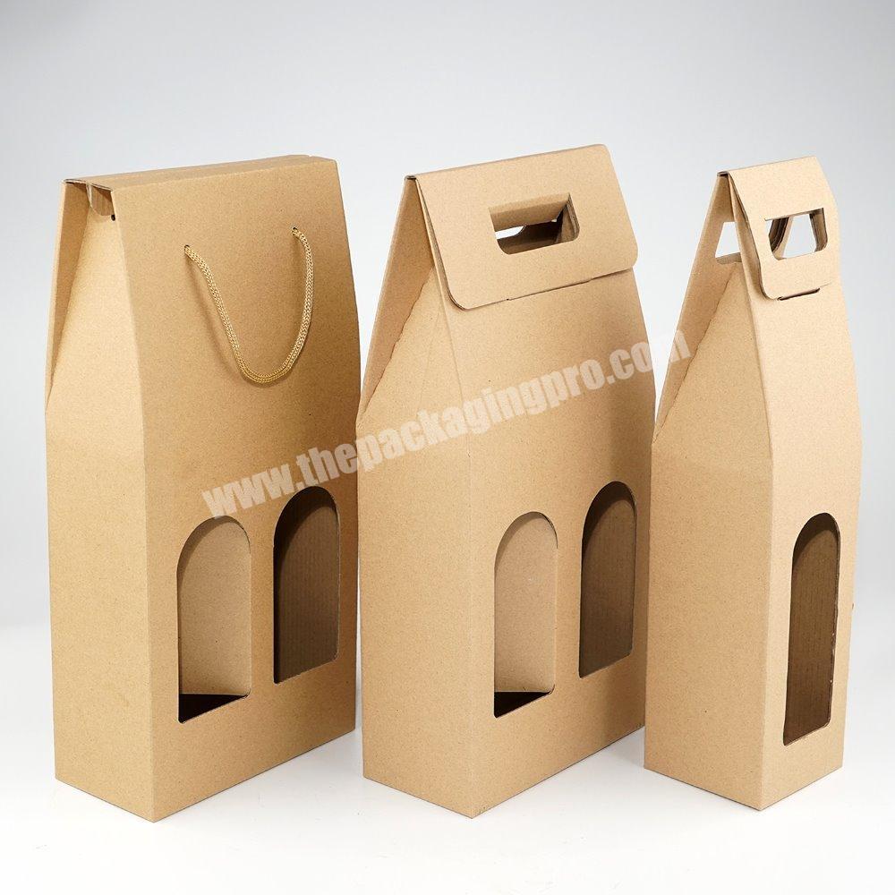 China Factory Wine Bags Gift Bag Kraft Paper Bottle Pouch Gift Bags With Handles Party Favors Gift Bag Holder Wine Bottle Bag