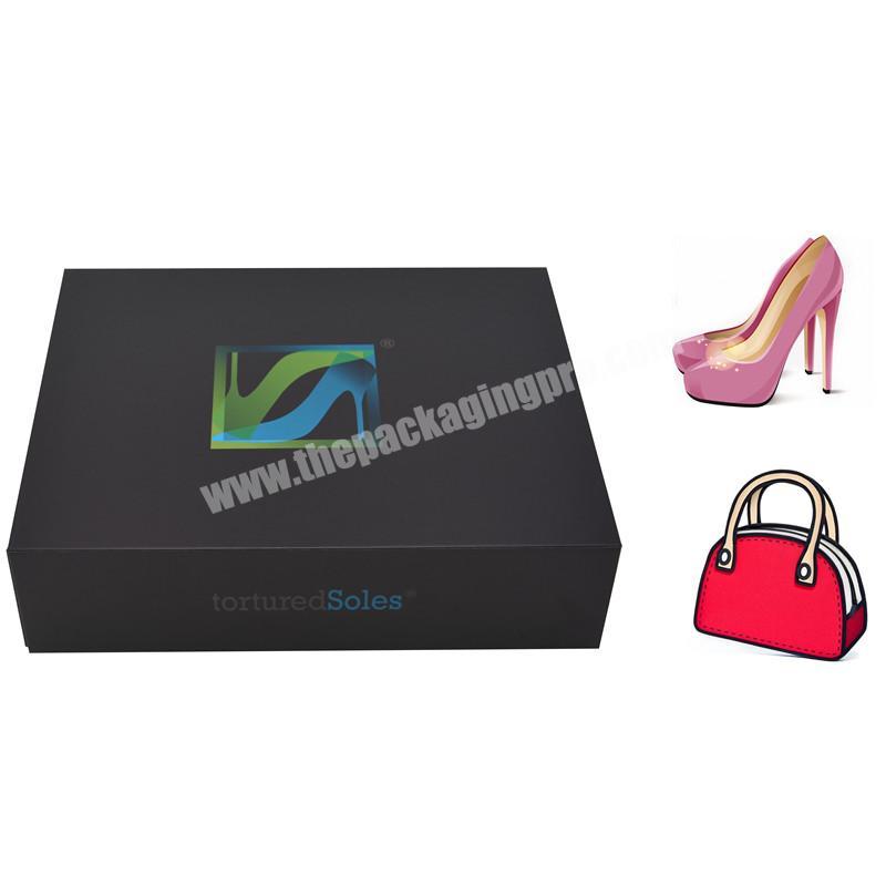 China manufacturer cardboard paper foldable storage shoes box custom magnetic closure packaging handbag gift box