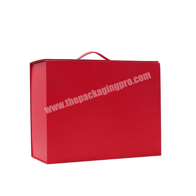 China Manufacturer Custom Logo Printed Red Luxury Magnetic Foldable Christmas Cardboard Gift Box with Handle