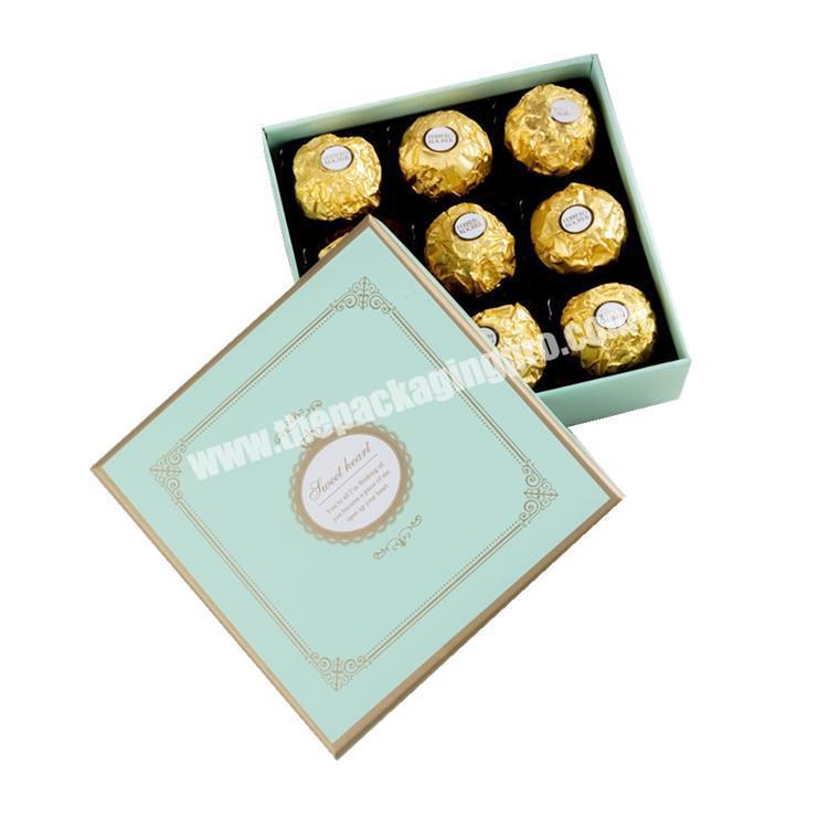 China manufacturer gold foil logo printing black paper packaging luxury chocolate gift box for chocolate candy with paper insert