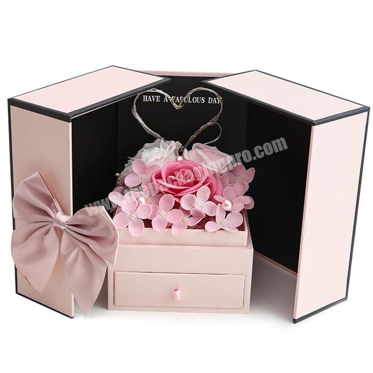 China Manufacturer Luxury Large Valentine Surprise Flower Pink Gift Paper Package Box
