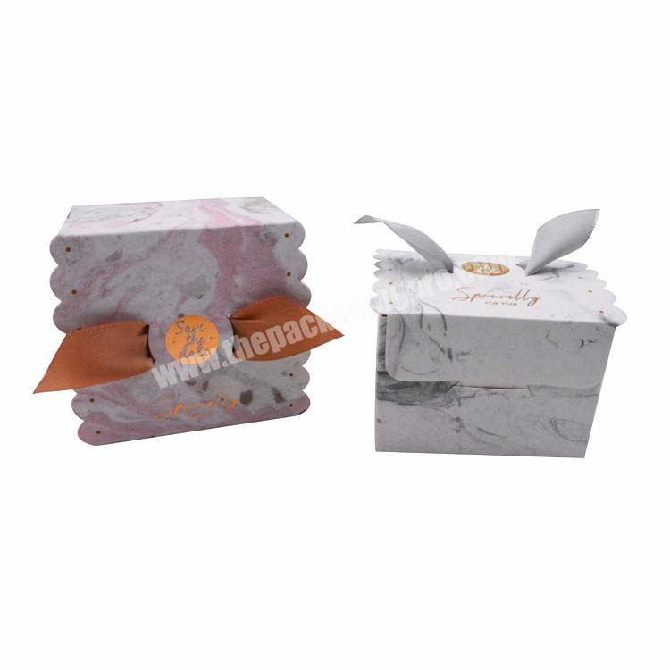 China manufacturer  recycled kraft paper box wedding gift box candy cookie cardboard box with ribbon closure
