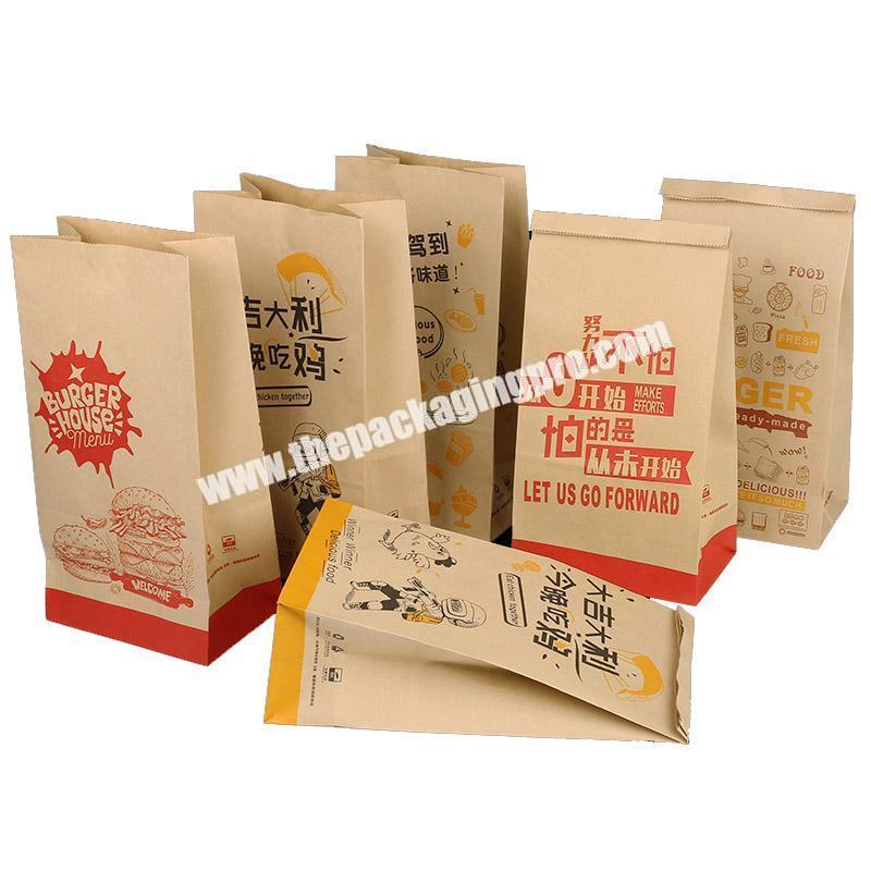 China Power Factory Wholesale Eco friendly Brown Kraft Paper Take Away BreadPopcorn Package Bags