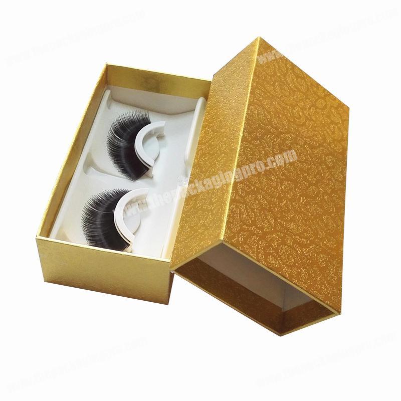 China product gold shiny paper custom promotion pack cosmetics mink eyelash packaging gift slide match style box