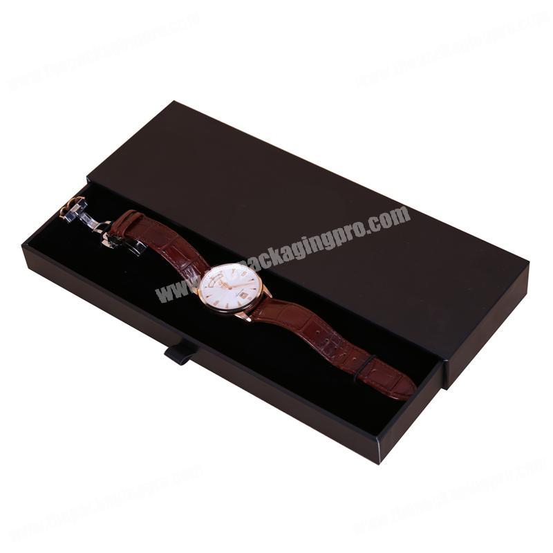 China Products Luxury Black Drawer Watch Storage Presentation Gift Box Packaging