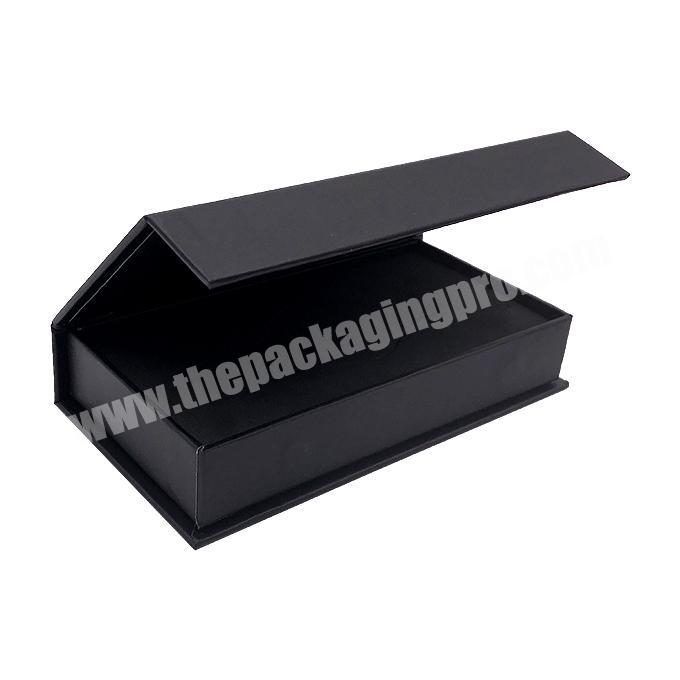 China Shenzhen suppliers bespoke black magnetic box , Flip top box with customized logo,No Printing Rigid gift box