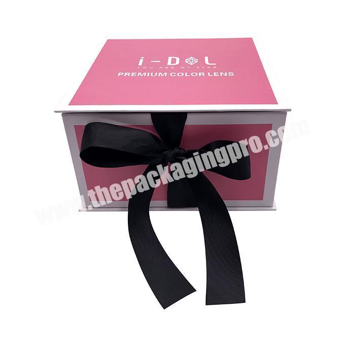 China sturdy premiunm color pink gift box custom logo wholesale packaging wedding gift box for bridesmaid gown dress with ribbon