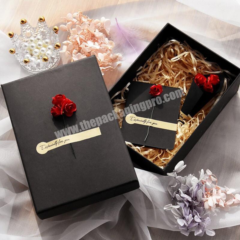 China supplier cardboard printed logo flower black gift box