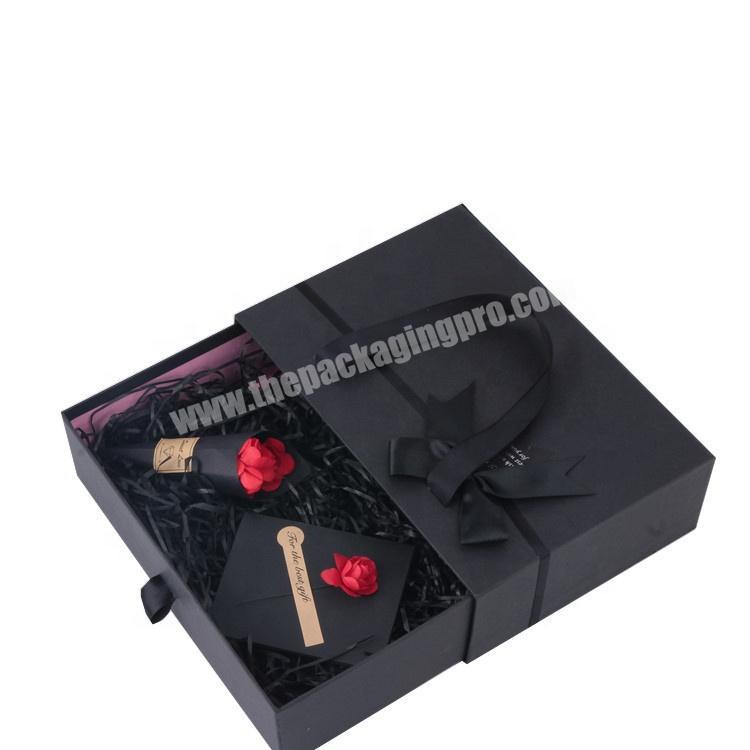 China Supplier Custom Logo Black Sliding Out Drawer Wallet Packaging Box for Belt