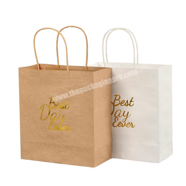 China Supplier Custom Logo Brown Kraft Paper Bags With Paper Handle Custom Foil Logo Paper Bag