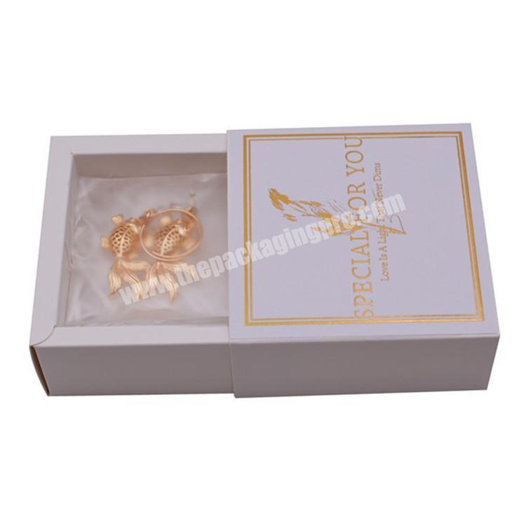 China Supplier Custom logo sliding out drawer box jewellery watch  gift box earring necklace box with insert