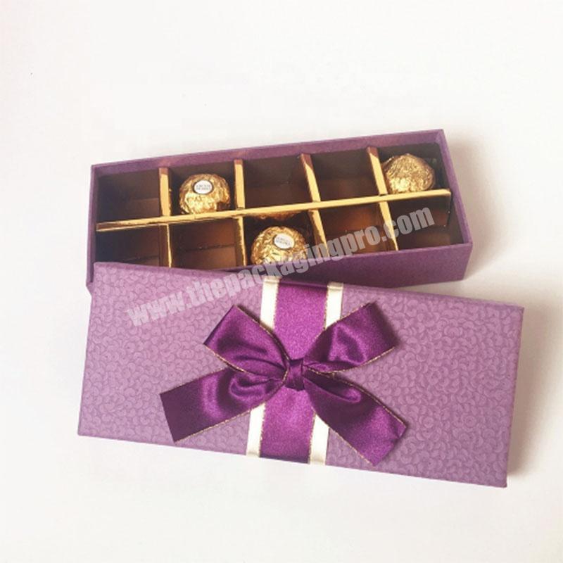 China Supplier Fashion matte lamination two pieces gift chocolate boxes with blister divider
