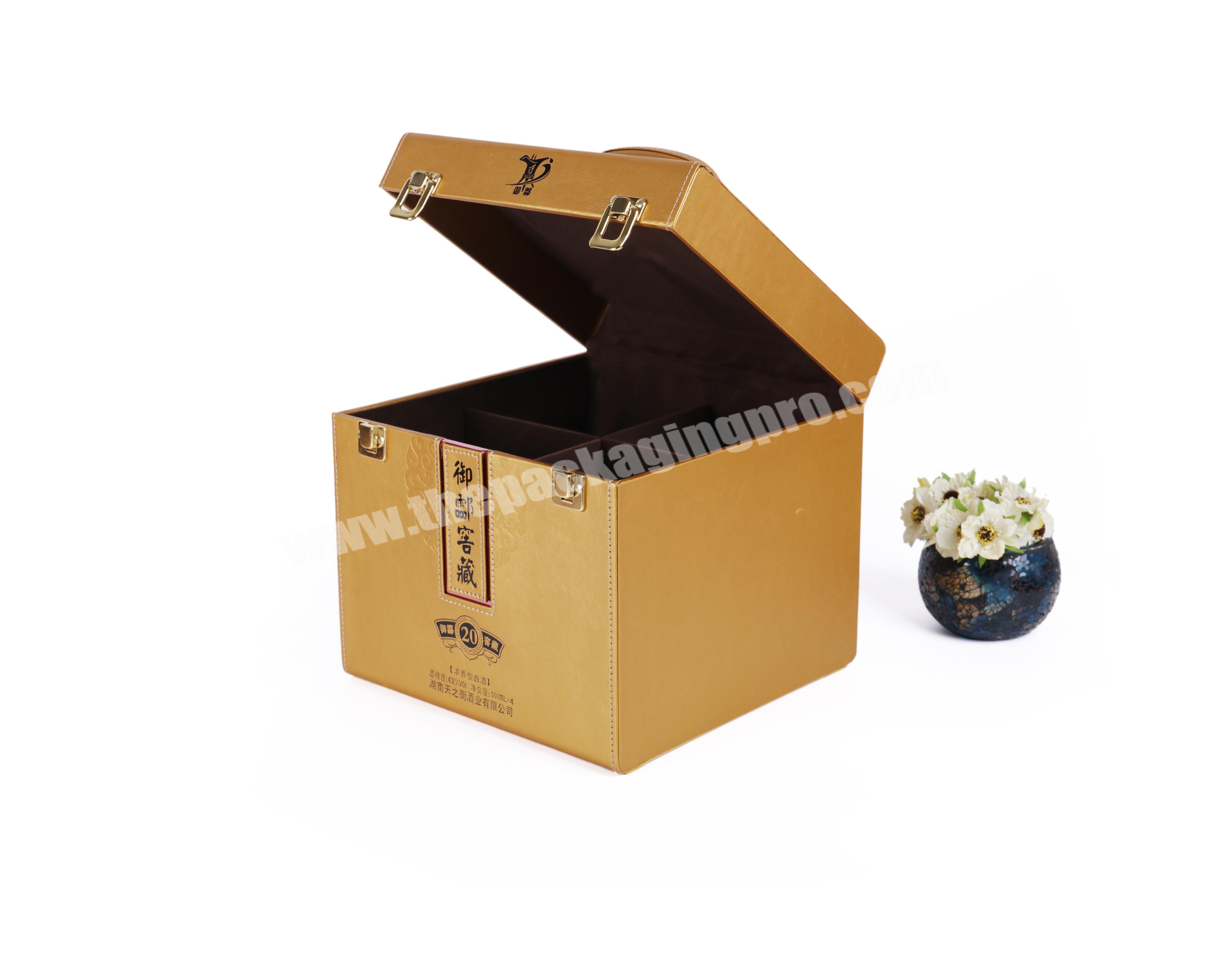 China supplier high quality handle wood suggestion 4 bottle wine box