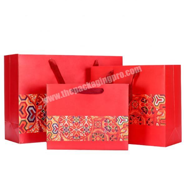 Chinese Style Red Gift Paper Bag New Year Festive Handbag Shape Paper Gift Bag